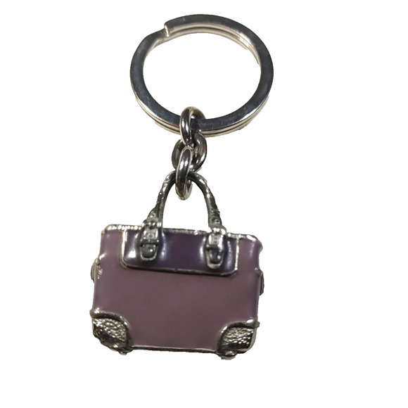 Coach Purple Metal purse Keychain Silver Tone Solid Metal - Picture 3 of 5